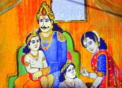 Young-Dhruva-Maharaja-is-denied-a-place-on-his-father-Uttanapadas-lap-by-his-stepmother-Suruchi